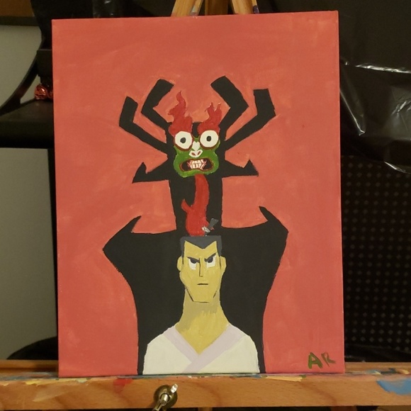Samurai Jack and Aku Acrylic Painting